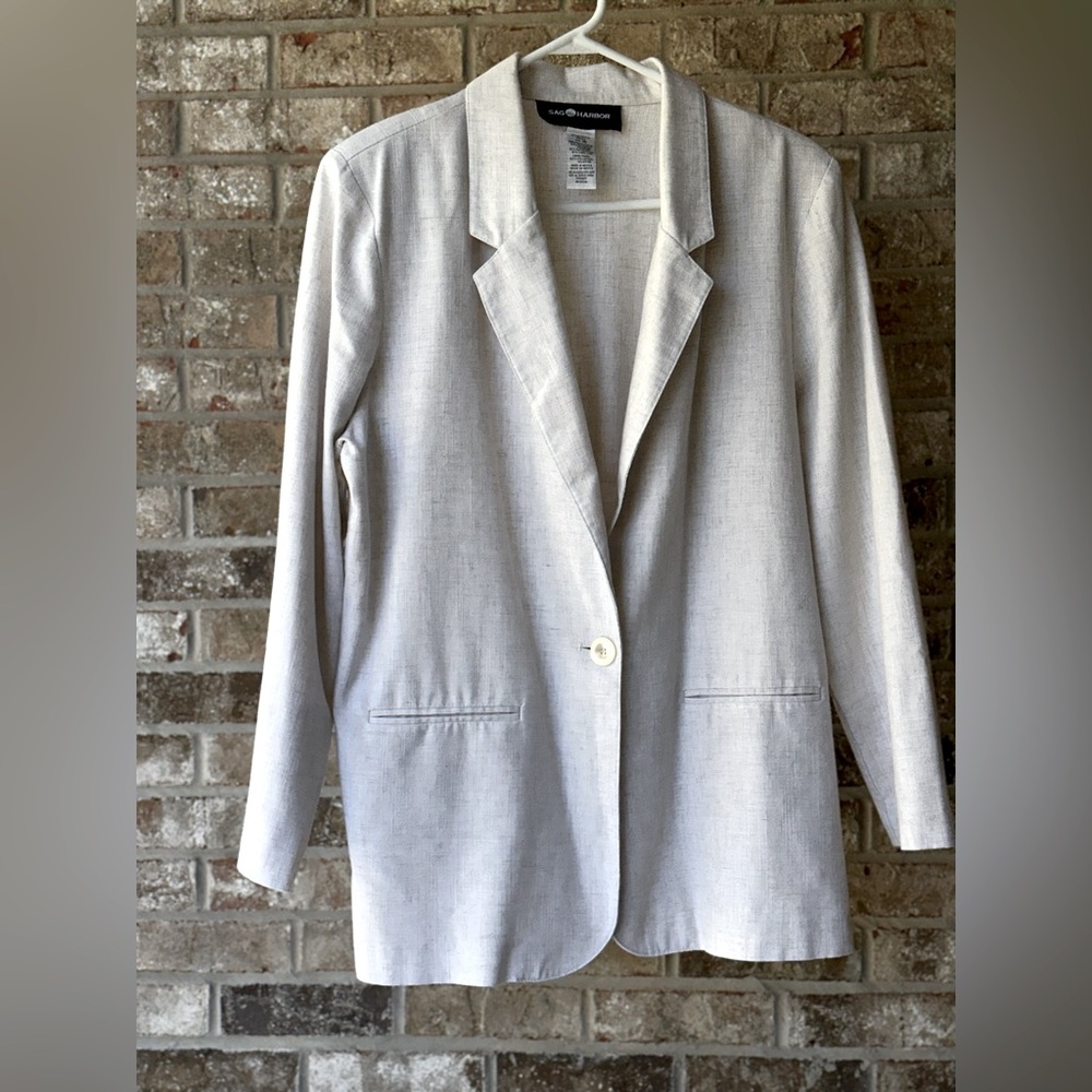 Sag Harbor Women's linen blend Oatmeal Color Blazer coat jacket